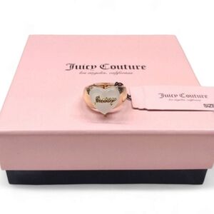 Juicy Couture Blush Heart Gold-toned Logo Ring Size 7